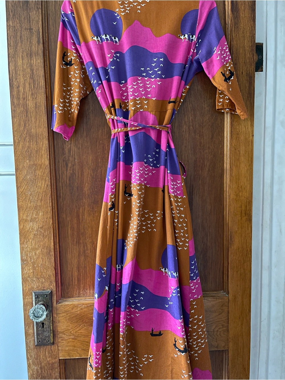 Mata Traders Rust, Purple & Pink Graphic Colorblock Maxi Dress